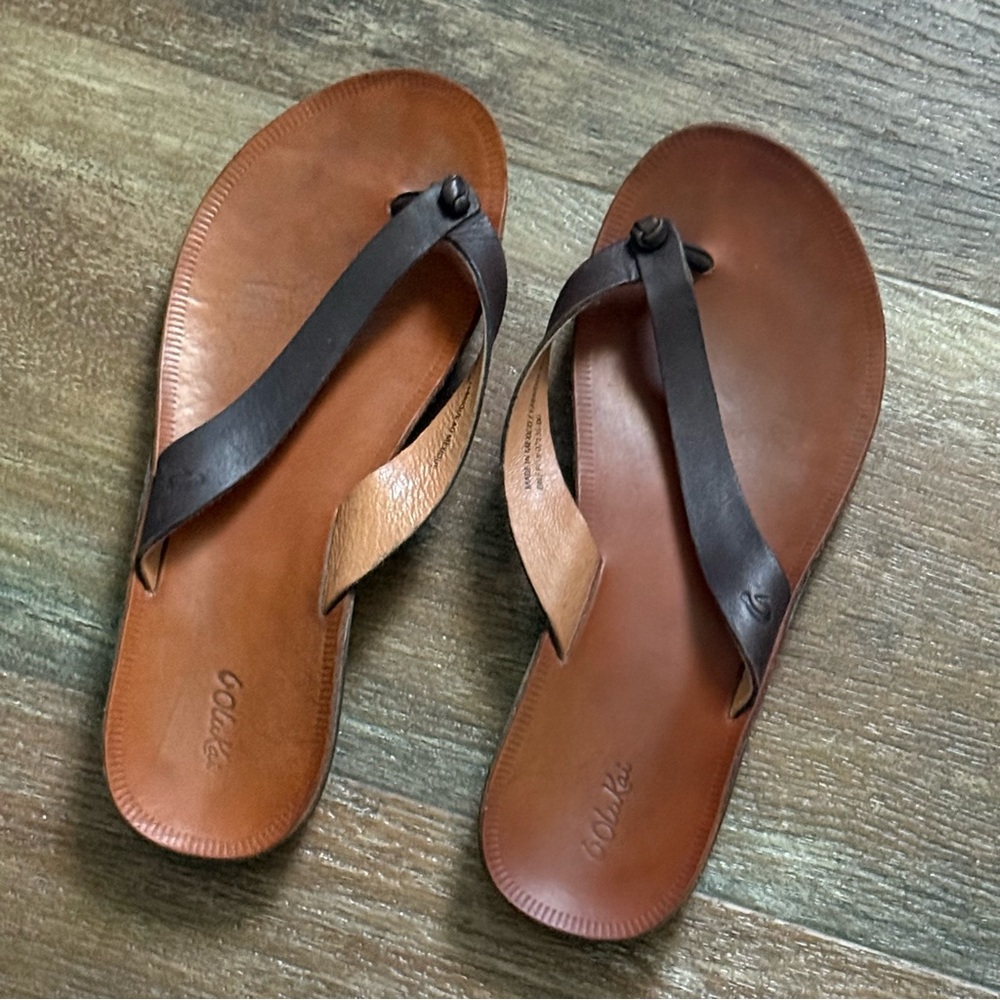 OluKai Brown Leather Sandals